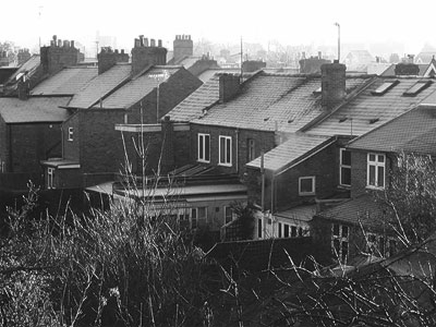 A view over the tops of buildings from the stairwell.