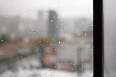 window and rain and Portland so gray