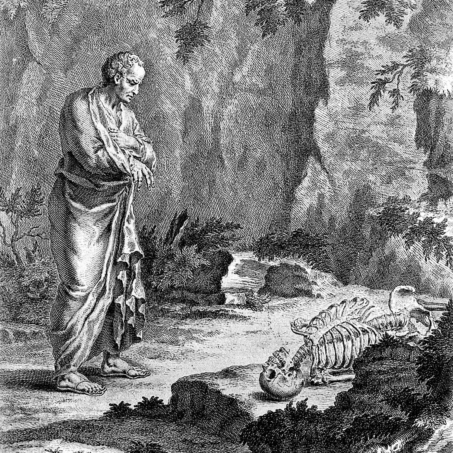 Galen observes with some dismay the skeleton of a bandit along a byway