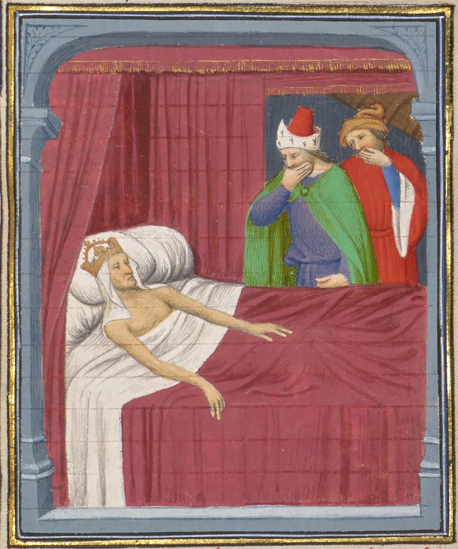 Courtiers cover their noses at the deathbed of the Emperor Galerius