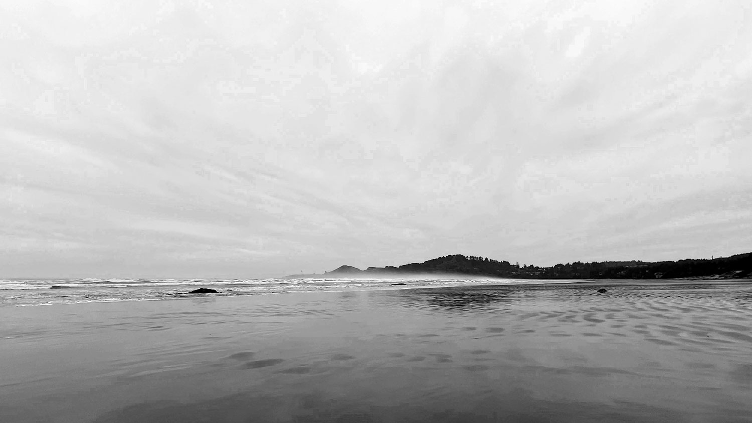 A rainy seashore