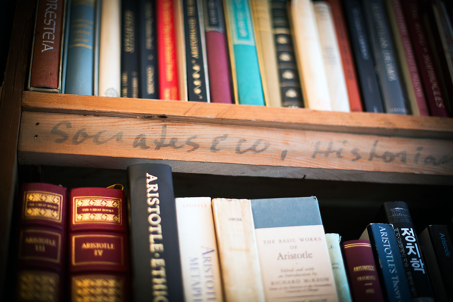 A bookshelf in a book store