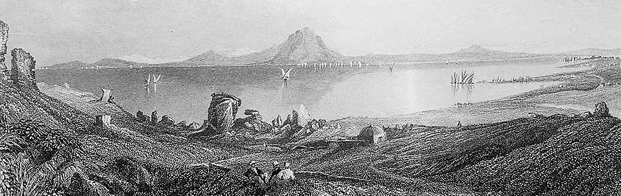 An engraving of a view of the ruins of Carthage