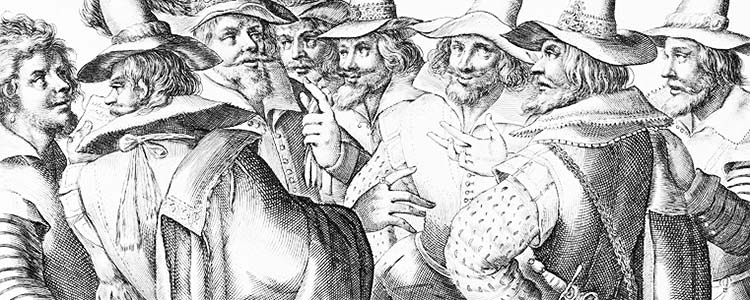 An engraving of the Gunpowder Plot Conspirators