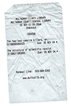 Library receipt