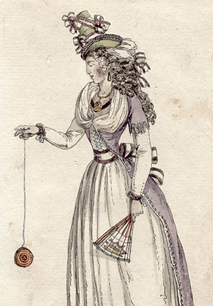 A woman of the 18th century, playing with a yoyo