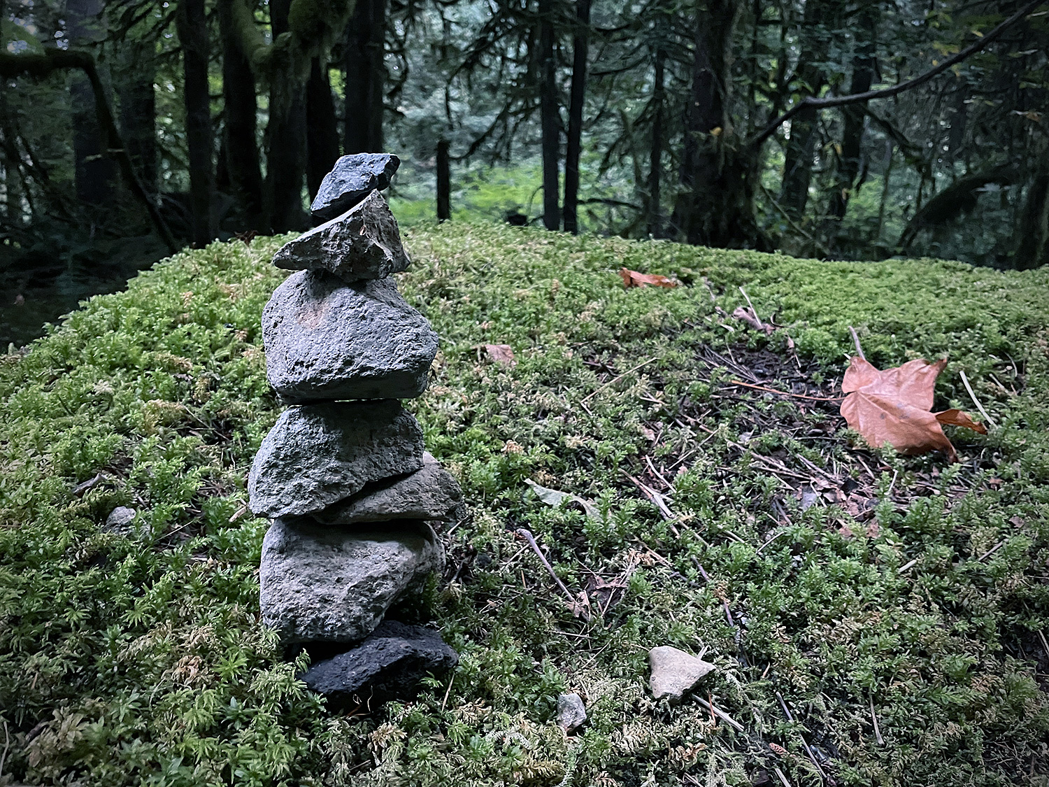 A photograph of a small stack of stones, precariously balanced, for purely decorative purposes.