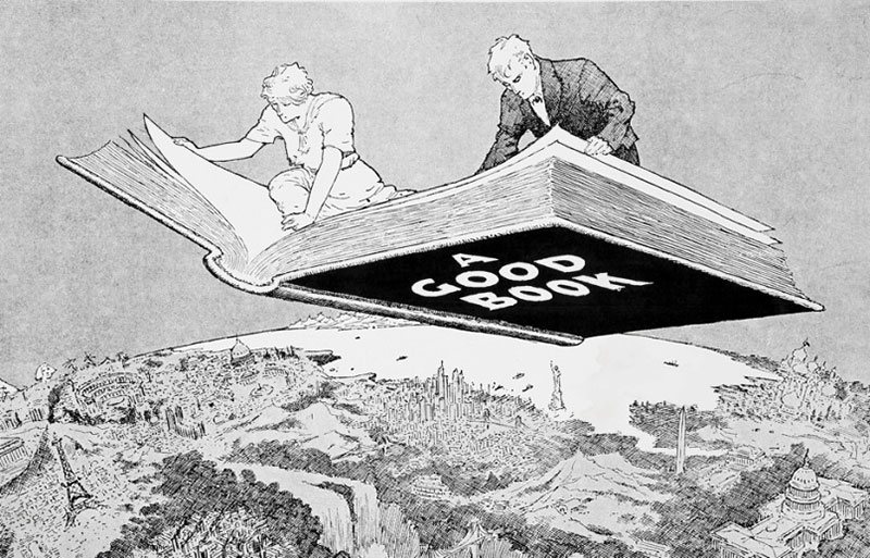 Journey with a good book, cartoon by Winsor McCay